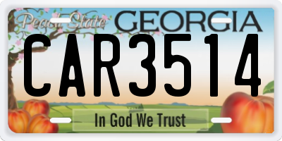 GA license plate CAR3514