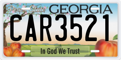 GA license plate CAR3521