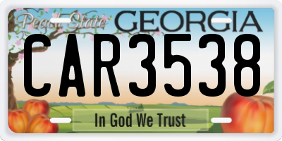 GA license plate CAR3538