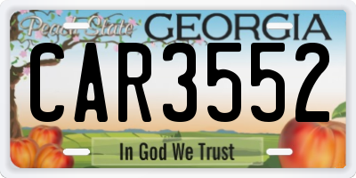 GA license plate CAR3552