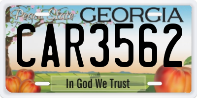 GA license plate CAR3562