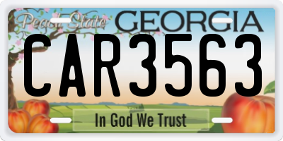 GA license plate CAR3563