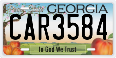 GA license plate CAR3584