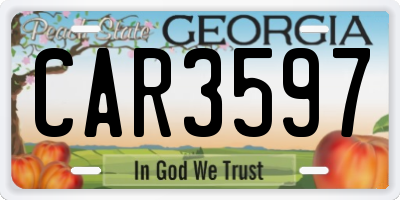GA license plate CAR3597