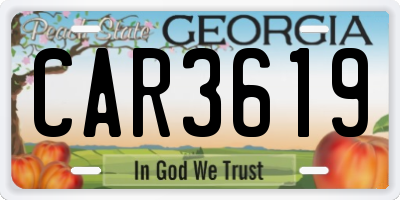 GA license plate CAR3619