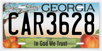 GA license plate CAR3628
