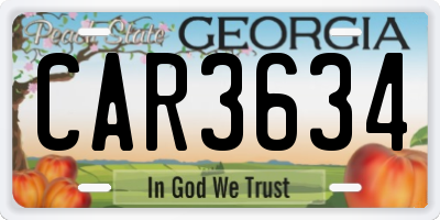 GA license plate CAR3634