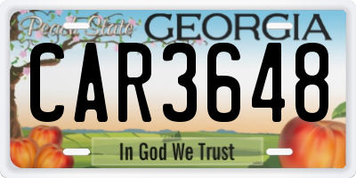 GA license plate CAR3648