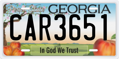 GA license plate CAR3651
