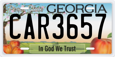 GA license plate CAR3657