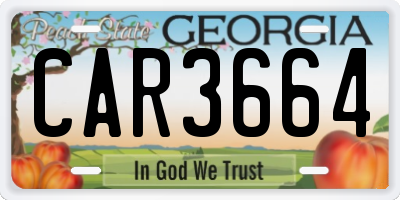 GA license plate CAR3664