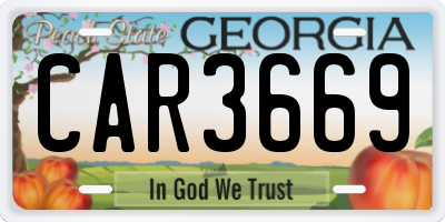 GA license plate CAR3669