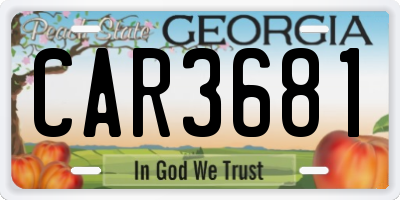 GA license plate CAR3681