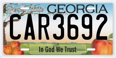 GA license plate CAR3692