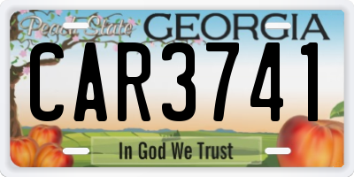 GA license plate CAR3741