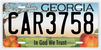 GA license plate CAR3758