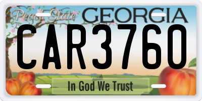 GA license plate CAR3760