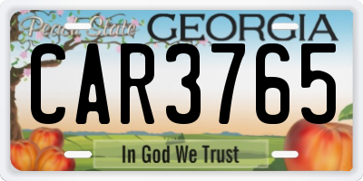 GA license plate CAR3765