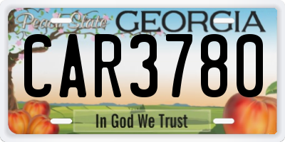 GA license plate CAR3780