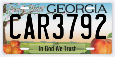 GA license plate CAR3792
