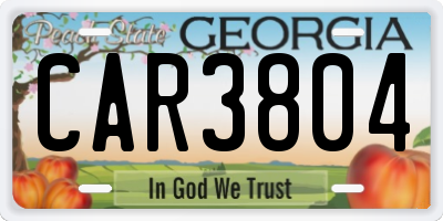 GA license plate CAR3804