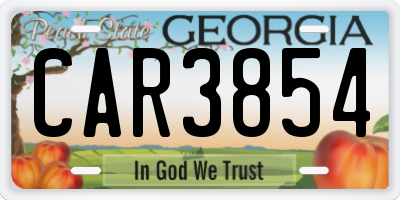 GA license plate CAR3854