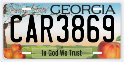 GA license plate CAR3869