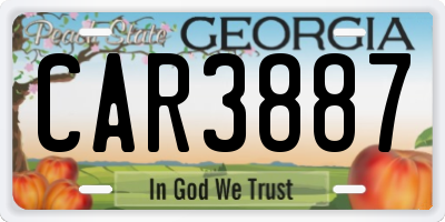 GA license plate CAR3887