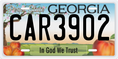 GA license plate CAR3902