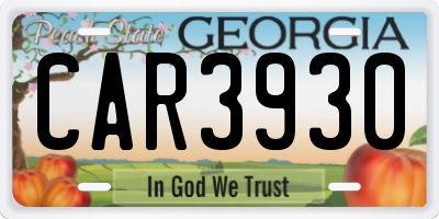 GA license plate CAR3930