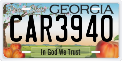 GA license plate CAR3940