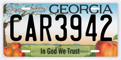 GA license plate CAR3942