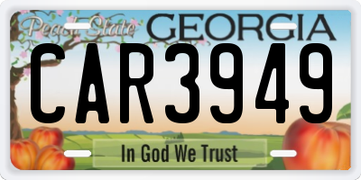 GA license plate CAR3949