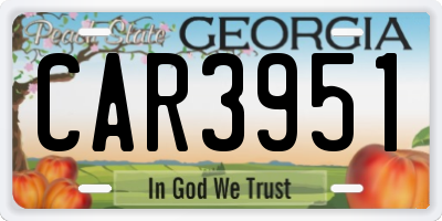 GA license plate CAR3951
