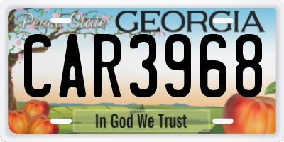 GA license plate CAR3968