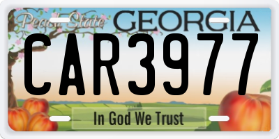 GA license plate CAR3977