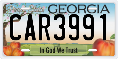 GA license plate CAR3991
