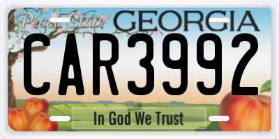GA license plate CAR3992