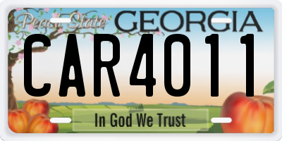 GA license plate CAR4011