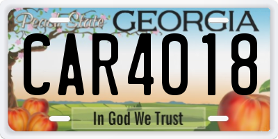 GA license plate CAR4018
