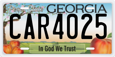 GA license plate CAR4025