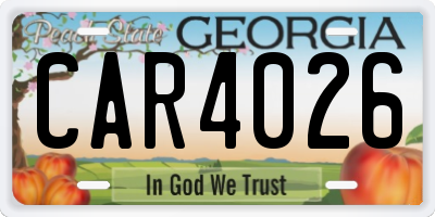GA license plate CAR4026