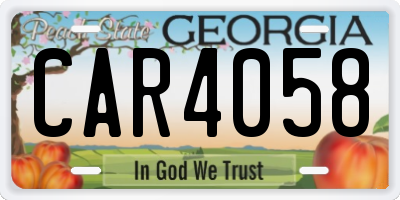 GA license plate CAR4058