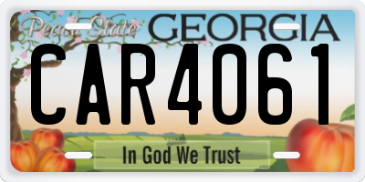 GA license plate CAR4061
