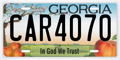 GA license plate CAR4070