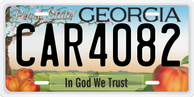 GA license plate CAR4082