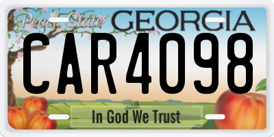 GA license plate CAR4098