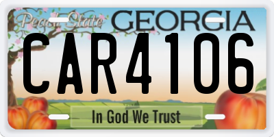 GA license plate CAR4106