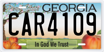 GA license plate CAR4109
