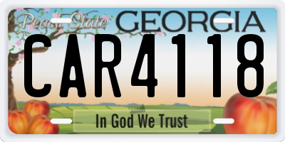 GA license plate CAR4118